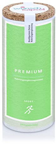 Sport Premium Nahrungsergänzungsmittel aus der Wunschkapsel-Manufaktur. Handgefertigt mit einzigartigen Inhaltsstoffen. Mikronährstoffe für Deine Aktivität mit optimaler Bioverfügbarkeit