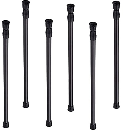 6 Piezas Barra de Cortina,Ajustable Barra Telescópica con Resorte,Barras Extensibles para Colgar Armario,Estantería,Armario,Proyectos de Bricolaje (40-70cm, Negro)