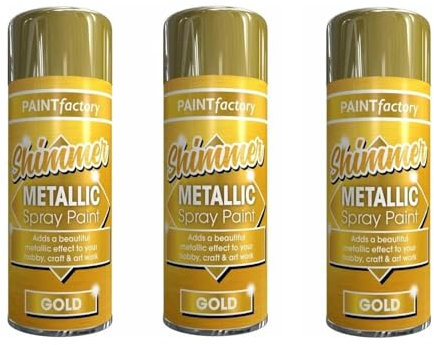 PEBBLE HUG 200 ml Metallic Gold Spray Paint Multipurpose Use Spray For Metal, Wooden Furniture, Interior And Exterior Decoration, Long-Lasting, Shimmering Finish (Pack of 3)