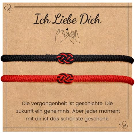 MANVEN Pärchen Armband Partnerarmbänder Paare Geschenke Kabbala Rotes Seil Armband Glücksarmband Amulett für Paare Sie Ihn Ehemänner Ehefrauen Valentinstag Jahrestag Geschenk Ich liebe dich