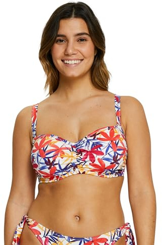 sans Complexe, Haut de Maillot de Bain Bandeau avec Armatures, Modèle Island Dream, Florale Blanc, 90D