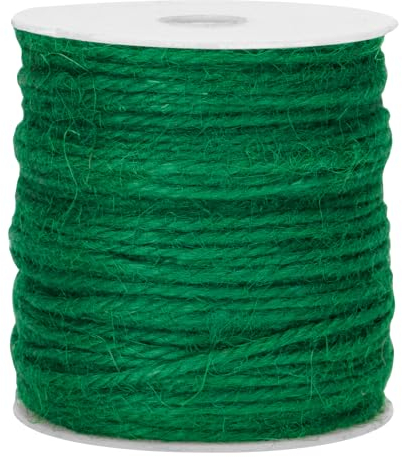 jijAcraft Cuerda de yute de colores para manualidades, jardín, cordón decorativo, 3 mm x 100 m, para manualidades, jardinería, embalaje de regalos (verde)