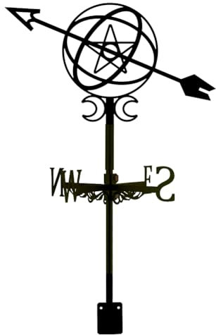 SUPERDANT Wetterhahn Für Bogenschießen Und Astrologie Wetterfahne Mit Mond Und Kreisen Schuppen Wetterfahnen Aus Metall Astronomie Weather Vane Gartendekoration Für Bauernhaus Hof Dach