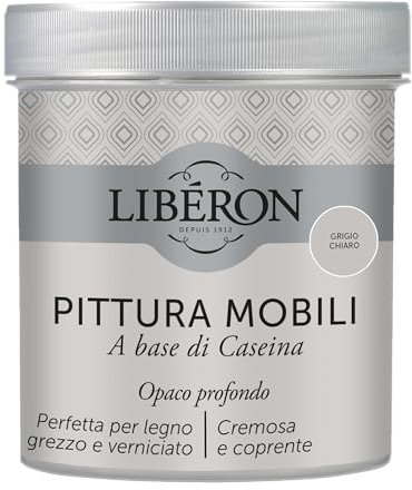 Libéron - Peinture Meubles à base de Caséine - Gris Clair - 0,5 L