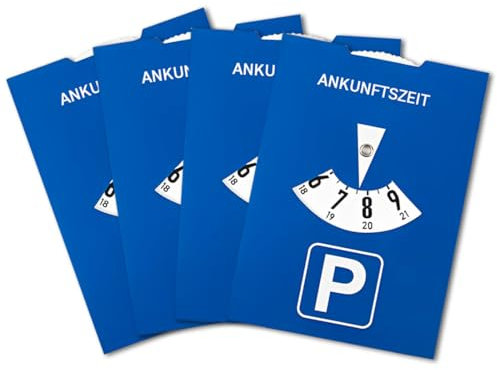 4 Pezzi Disco orario Europeo per parcheggio Maxi Auto Camion Camper Bicolore Fronte Blu Retro Bianco con Quarto d'ora,Accessori auto interno,Gadget auto,disco orario auto,disco orario automatico