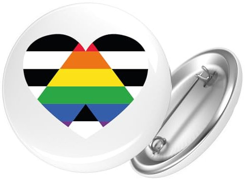Huuraa Ansteckbutton Straight Ally Flagge LGBTQ Herz Geschenk Größe 59mm Straight Ally Flagge Accessoire