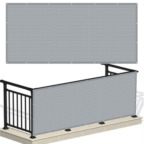 Balkonverkleidung Balkon 95 x 100 cm HDPE Balkonbespannung mit Kabelbinder Atmungsaktiv Balkonverkleidung Balkonabdeckung Balkonbespannung für Gartenanlagen, Camping, Grau