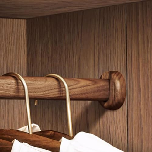 Bastone ovale in legno resistente, da 20,3 a 175,3 cm, regolabile, per armadi, lavanderie e hotel, carico massimo 80 kg, finitura in legno scuro (larghezza 23 cm)