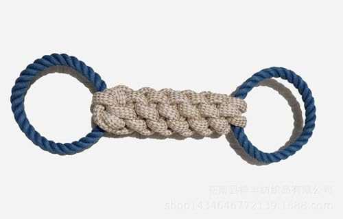 Kardrianio Pet Cotton Rope Toys, Chew-resistant Teething Sticks, Rubber Ring Braided Rope Tug-of-war Interactive Toys for Medium and Large Dogs (Blue#2)