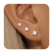 ZHESHY 3 Pairs Gold/Silver Earrings for Women Hypoallergenic Studs Earring | Sterling Silver Stud Earring for Multiple Piercing,14K Gold Earrings Cartilage,Small Earring Stack Set,Jewelry,Gifts for Girl
