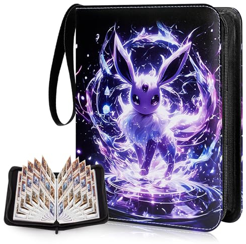 Niaetuto 50 PCS Classeur Carte,Album Porte Cartes,Capacité 900 Cartes,Albums pour Cartes à Collectionner,Imperméable Album Carte,Organissateur de Cartes,Livre Carte en Cuir Fermeture éclair(YIBU-900)