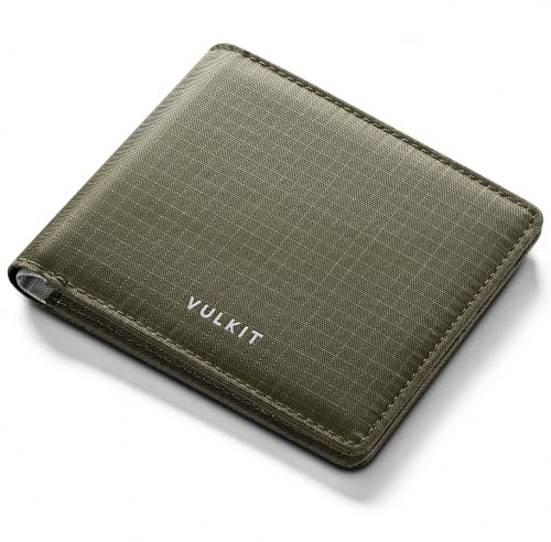 VULKIT Mens Wallet RFID Blocking Slim Minimalist Card Wallet, Max. 10 Cards, Water Repellent Nylon Bifold Card Wallet for Credit Cards & Banknotes