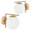 Relaxdays 2X Applique Murale Laiton Mat GLOBI intérieur Design rétro Moderne Boule Globe HxlxP: 22 x 19,5 x 28 cm, Mat