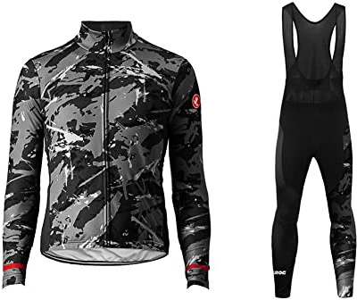 UGLY FROG Maillot de Cycliste à Manche Longue Veste Pantalon Chaud Coupe Vent Combinaison Cycliste Vélo VTT Vêtements Réspirant Etanche Hiver pour Homme