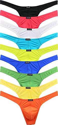 iKingsky Men's Thong Underwear Sexy Low Rise T-Back Under Panties (X-Large, 9 Pack)