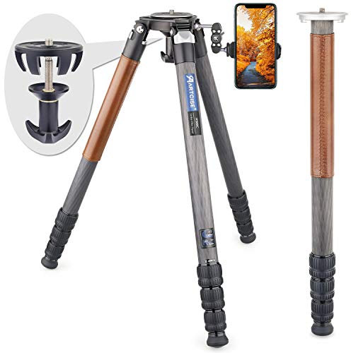 Trípode de Fibra de Carbono Monopie Trípode de Viaje de Gama Alta HS80C Trípode Ligero Ultra Estable con trípode Adaptador de tazón de 75 mm, Carga máxima de 30 kg para cámara réflex Digital