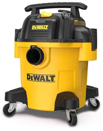 DEWALT DXV05P 5 Gallon Poly Wet/Dry Vac, 4 Peak HP Shop Vacuums with Attachments, Powerful Suction, 1-7/8 Hose, DXV05P, Yellow