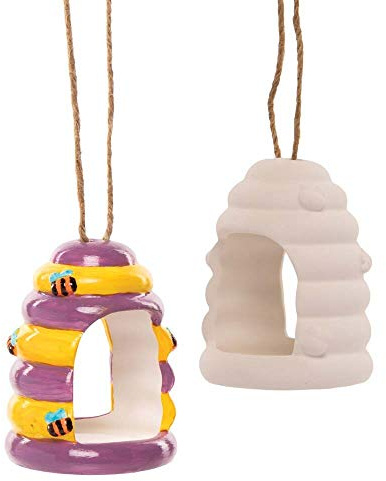 Baker Ross FE369 Ceramic Bumble Bee Feeder Box of 2, Paintable Creative Art and Craft Projects for Kids to Make, Personalise and Decorate