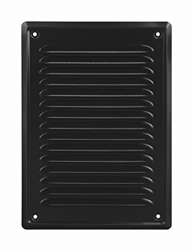 ADGO Rejilla de ventilación de Salida de Aire montado en la Pared, Rejilla Exterior Plana de Metal con Rejilla atornillada para Chimenea, protección contra Insectos (14x21, Negro)