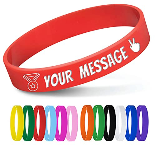 5DDIAMOND Bracelet Silicone Personnalisé - Caoutchouc Gravé Texte - 3 Tailles : S (160mm), M (180mm), L (202mm) - Pour Sécurité, ICE, Événement (Rouge)