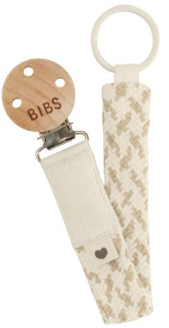 BIBS Pacifier Clip. Schnullerkette. Bio-Baumwolle. Dänisches Design. 100% Bio-Baumwolle, 0-36 Monate (1er Pack), Ivory/Vanilla