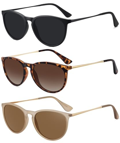 WOWSUN Retro Polarized Sunglasses Womens Trendy Round Classic Glasses