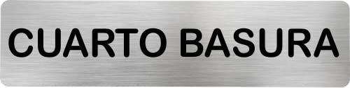 Becral® - Señal de acero inoxidable CUARTO BASURA | Placa puerta INOX | Señal informativa | Cartel Puerta 200X50mm