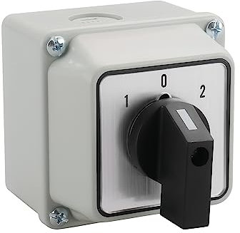 Nizirioo Interruptor giratorio universal SZW26-20/D202.2BF, caja principal exterior, ON-OFF-ON 3 posiciones, 2 fases, 12 terminales, CE, interruptor de conmutación cerrado