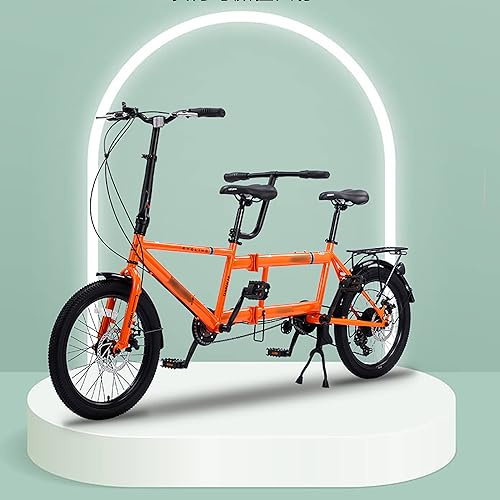 Vélo tandem pliant, vélos tandem de ville pliants de 20 pouces, vélo de plage pour adultes avec 7 vitesses réglables, 2 places, frein à disque universel, vélos de voyage pour divertissement en couple