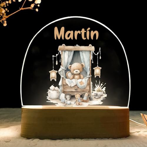 RecontraMago Lampara infantil-Bebe recien nacido niños-luz noche quitamietdos personalizada nocturna regalo niño regalos bebes originales para con nombre bautizo cumpleaños años 1 2 3 0(CASA-OSITO)