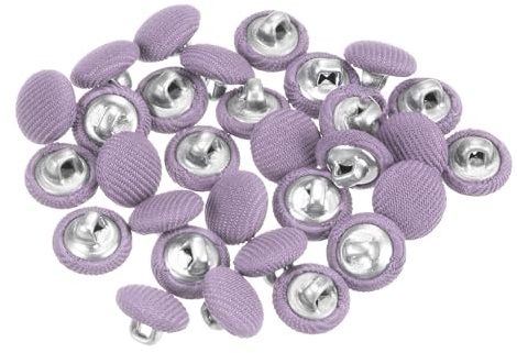 HARFINGTON 30pcs 18L Fabric Cloth Covered Button 11.5mm Metal Shank Round Sewing Buttons for Suits Dress Blouses, Purple