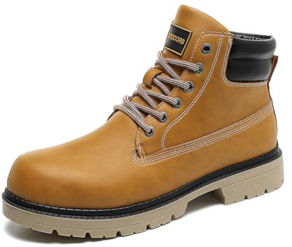 Men's Boots, Mens black boots,Lace Up outdoor Hiking Boots, Waterproof Ankle Boots, Non Slip Casual Boot Walking Booties.s Brown 10.5 UK