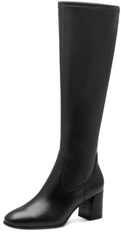 Tamaris Damen Langschaft-Stiefel Blockabsatz bequem; BLACK, EU 37