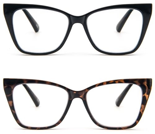 KoKoBin Occhiali da Lettura Donna Anti Luce Blu Cerniera a Molla Occhiali per computer (Nero, Leopardo, 1.5, x)