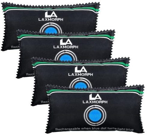 200g Rechargeable Desiccant, Moisture Absorbing Bag Reusable & Absorbs Moisture & Humidity, Rechargeable Dehumidifier Bag for Gun Safe,Cars,Bins,Totes,Food Storage,Clothes,Suitcase (4, Black)