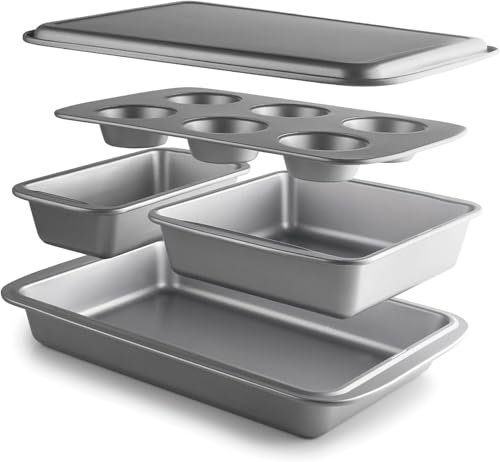 Backformen-Set 5-teilig Backform Muffin Königskuchen Backblech Kuchenblech Backen Kochen Küchenutensil quadratisch antihaft platzsparend Molde Moules Moulds Backware Ofen 220°C