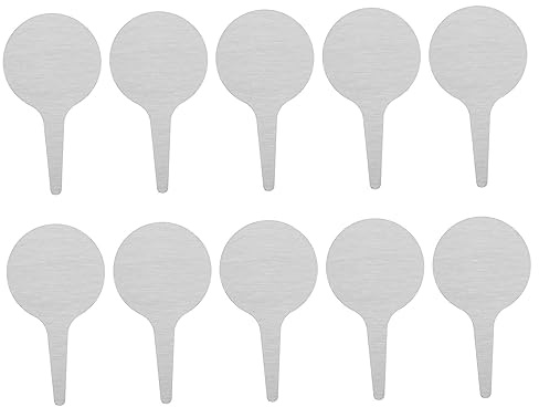 PHENOFICE Etiquetas De Metal Redondas 50pcs Marcadores De Jardinería De Acero Inoxidable Etiquetas Para Plantas
