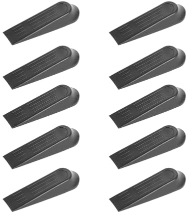 Juego de 10 topes para puerta (12 x 3,6 cm, antideslizantes), color negro