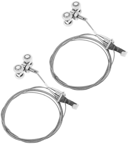 Alipis Lot de 2 Sets de Crochets Suspendre pour Cadres Photo Câble Métallique Réglable 2 Mètres en Acier Inoxydable, Système Suspendre de Cimaises pour Galerie D’art et Maison