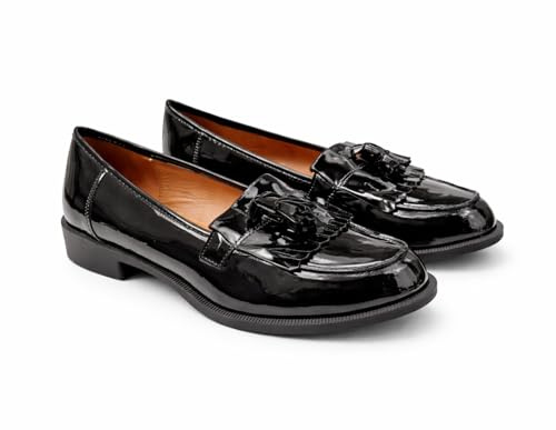 kraftd Flat Slip-On Shoes for Girl & Women Nautical Front Patent Loafer Shoes Casual & Office Wear Flat Shoes Comfortable Shoes for Girls Tassel Ladies Formal Shoes Summer Shoes
