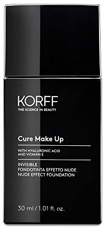 KORFF Invisibile Fondotinta Fluido Effetto Nude, Coprenza Medio-Bassa, Modulabile, Texture Leggera e Setosa, Arricchito con Acido Ialuronico, 02, 30ml