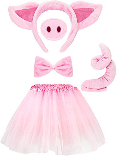 WILLBOND Kids Pig Costume Set Pig Tutu Skirt Animal Fancy Costume Kit Accessories for Girls Dress up Cosplay Party(M)