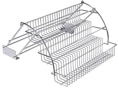 genialo Gewürzregal Komfort, 3 Stufen, susklappbar für den Schrank, platzsparend, viel Stauraum, Regal für Küche, Metall