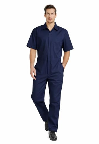 TopTie Mono de Trabajo Hombre Manga Corta con Cremallera Frontal