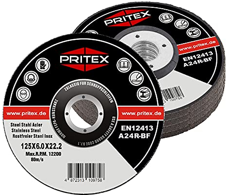 Schruppscheiben | 5 Stück | 125 x 6.0 mm | Schleifscheiben gekröpft | Inox für Edelstahl Metall Kupfer Messing | Geprüft nach EN12413