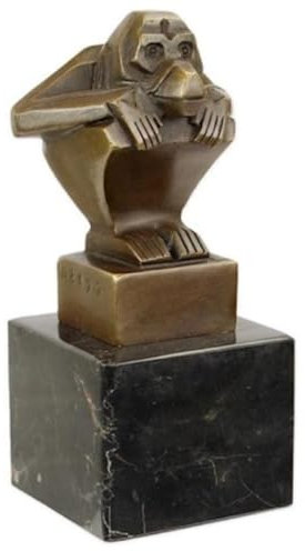 Casa Padrino Lyxig art deco brons skulptur apa med marmorbas brons/svart 6,2 x 5,6 x H 12,6 cm – bronsfigur – dekorativ figur – dekorativa tillbehör