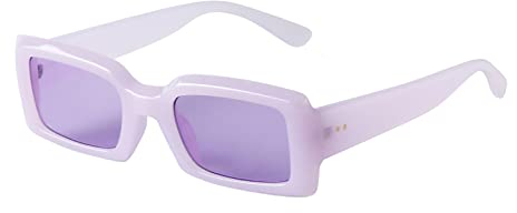 Ggpyyon Rechteckig Sonnenbrillen für Damen Herren Trendige Retro Brille 90er Vintage UV 400 Schutz Quadratischer Rahmen(Lila)