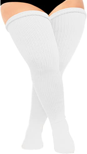 DRESHOW Grande Talla Mujer Calcetines Hasta la Rodilla Extra Largos Casual Sobre la Rodilla Medias Hasta el Muslo Calientapiernas para Cosplay Deporte