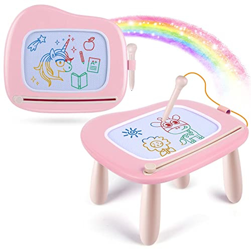 Smasiagon Magnetic Drawing Board for Kids, Toddler Toys for 1-2 Year Old Girl, Portable Doodle Board Pad Learning and Educational Toys for Ages 1 2 3 Year Old Baby Girl Birthday Gift（Pink）