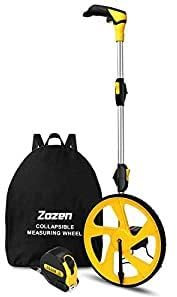 Zozen Measuring/Trundle Wheel in meters-3-Piece, Foldable | Metric Units [Up to 9,999.9m], Rolling Measurement with Carrying Backbag, One Key to Reset/Kickstand to Keep Stand | Starting Point Arrow.